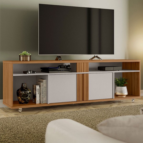 Rack para TV Até 70 Polegadas Teresópolis 2 Portas Freijó Trend/Off White - Pnr Móveis