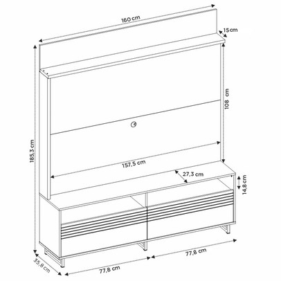 Estante para TV Até 65 Polegadas Alagoas 2 Portas Freijó Trend/Off White - Pnr Móveis