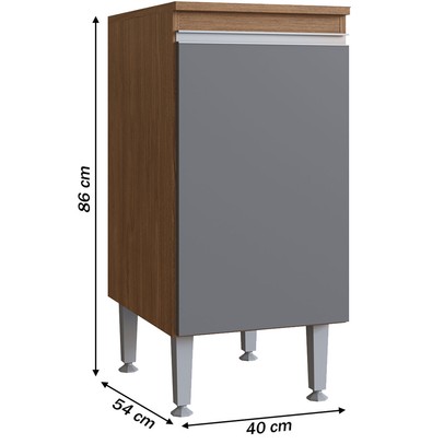 Armário de Cozinha Athena 1 Porta Freijo/Cinza - Irm Móveis