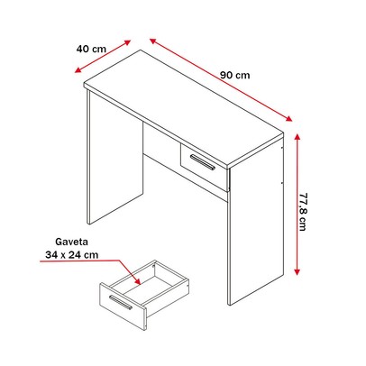 Mesa Escrivaninha 1 Gaveta Tânger Branco - Pnr Móveis