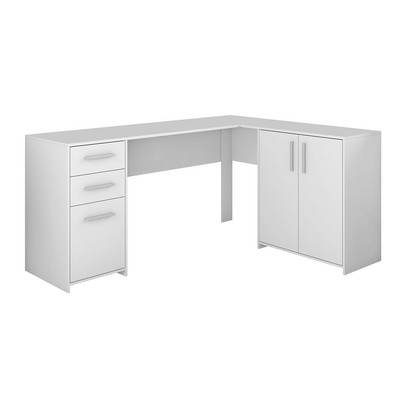 Mesa para Escritório 2 Portas 3 Gavetas Mirage Branco New - Pnr Móveis