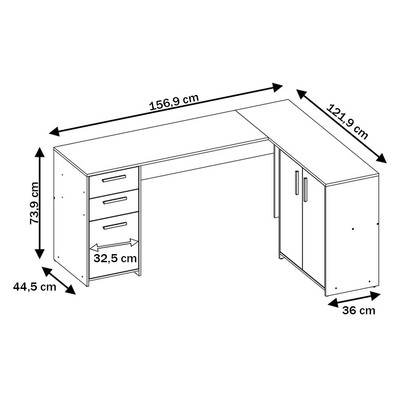 Mesa para Escritório 2 Portas 3 Gavetas Mirage Branco New - Pnr Móveis