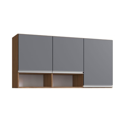 Armário Aéreo Cozinha Athena 3 Portas Freijó/Cinza - Irm Móveis