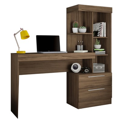 Mesa para Computador 2 Gavetas Cartel Nogal Trend - Pnr Móveis