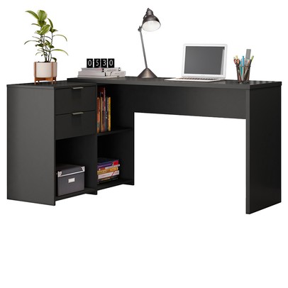 Mesa para Escritório 2 Gavetas Golfo Preto - Pnr Móveis