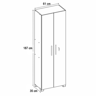 Armário Multiuso 2 Portas 4 Prateleiras Leini Freijó Trend/Off White - Pnr Móveis