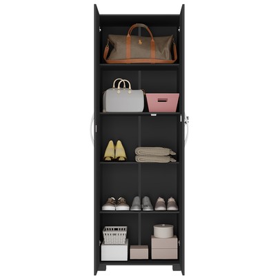 Armário Multiuso 2 Portas 4 Prateleiras Leini Preto Tx - Pnr Móveis