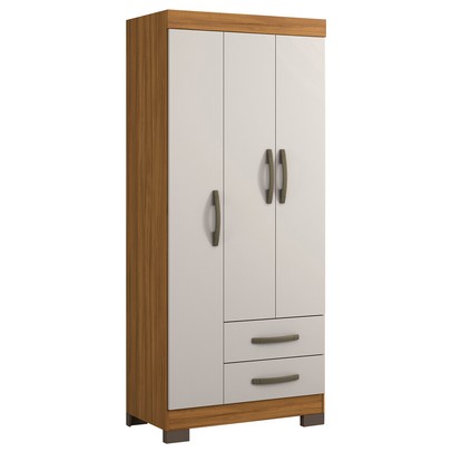 Guarda-Roupa Infantil Bella 3 Portas 2 Gavetas Freijó Trend/Off White - Pnr Móveis