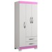Guarda-Roupa Infantil Bella 3 Portas 2 Gavetas Flex Rosa/Branco - Pnr Móveis