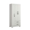 Guarda-Roupa Infantil Bella 3 Portas 2 Gavetas Flex Rosa/Branco - Pnr Móveis