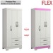 Guarda-Roupa Infantil Bella 3 Portas 2 Gavetas Flex Rosa/Branco - Pnr Móveis