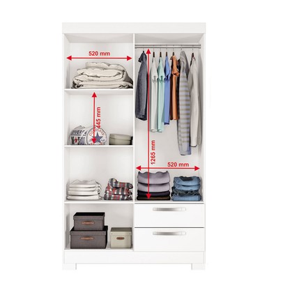 Guarda-Roupa Infantil 4 Portas 2 Gavetas Essen Flex Rosa/Branco - Pnr Móveis