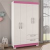 Guarda-Roupa Infantil 4 Portas 2 Gavetas Essen Flex Rosa/Branco - Pnr Móveis