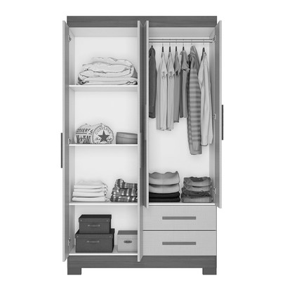 Guarda-Roupa Solteiro 4 Portas 2 Gavetas Essen Branco - Pnr Móveis