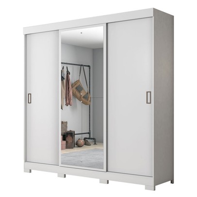 Guarda-Roupa Casal édem 3 Portas 4 Gavetas com Espelho Branco - Pnr Móveis