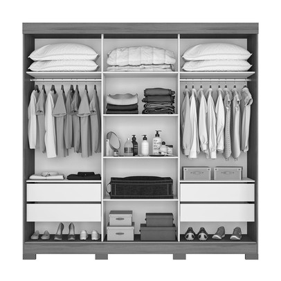 Guarda-Roupa Casal édem 3 Portas 4 Gavetas com Espelho Branco - Pnr Móveis