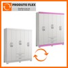 Guarda-Roupa Casal Estelar 6 Portas 2 Gavetas Branco New/Rosa - Pnr Móveis