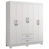Guarda-Roupa Casal Estelar 6 Portas 2 Gavetas Branco New/Rosa - Pnr Móveis