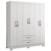 Guarda-Roupa Casal Estelar 6 Portas 2 Gavetas Branco New/Rosa - Pnr Móveis
