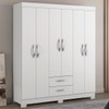 Guarda-Roupa Casal Estelar 6 Portas 2 Gavetas Branco New/Rosa - Pnr Móveis