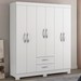 Guarda-Roupa Casal Estelar 6 Portas 2 Gavetas Branco New/Rosa - Pnr Móveis