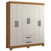Guarda-Roupa Casal Estelar 6 Portas 2 Gavetas Freijó Trend/Off White - Pnr Móveis