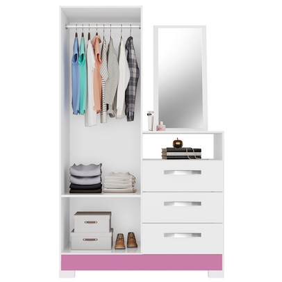 Cômoda Italy 2 Portas 3 Gavetas Branco New/Rosa - Pnr Móveis