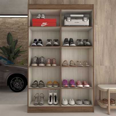 Sapateira Multiuso 20 Pares Sapato 4 Portas 8 Prateleiras Castanho - Panorama Móveis