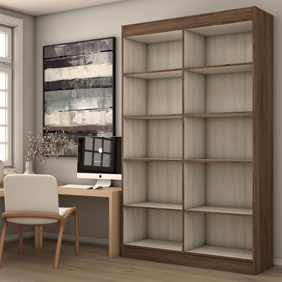 Armário para Escritório Albuquerque 4 Portas 8 Prateleiras Castanho - Panorama Móveis