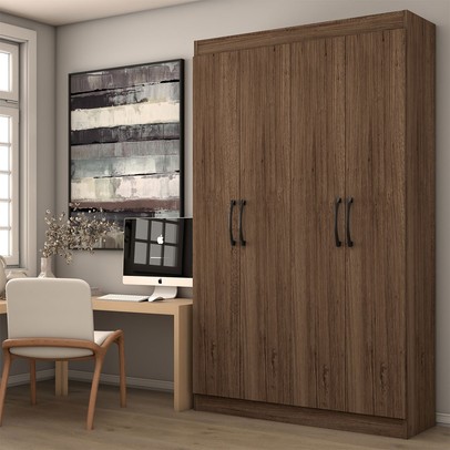 Armário para Escritório Albuquerque 4 Portas 8 Prateleiras Castanho - Panorama Móveis