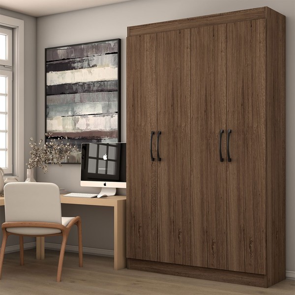 Armário para Escritório Albuquerque 4 Portas 8 Prateleiras Castanho - Panorama Móveis