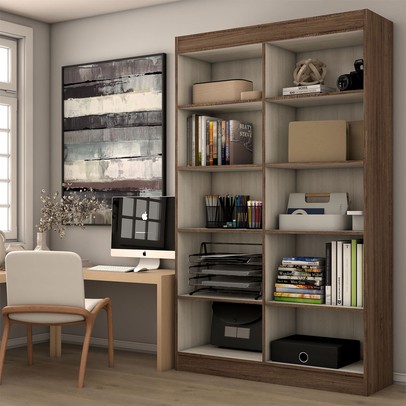 Armário para Escritório Albuquerque 4 Portas 8 Prateleiras Castanho - Panorama Móveis