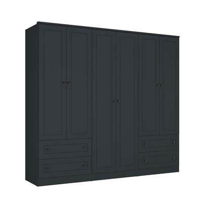 Guarda-Roupa Casal Fort 6 Portas 4 Gavetas 100% Mdf Grafite - Manbel