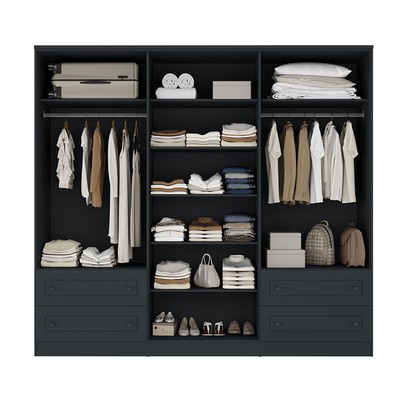 Guarda-Roupa Casal Fort 6 Portas 4 Gavetas 100% Mdf Grafite - Manbel