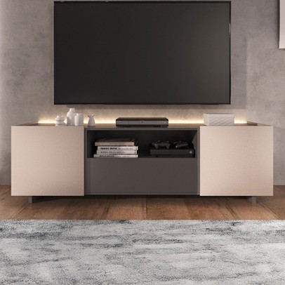 Rack para TV Até 60 Polegadas 2090 2 Portas 1 Gaveta Grafite/Fume - Quiditá Móveis