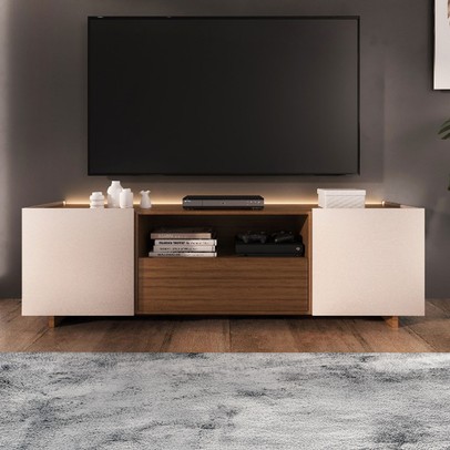 Rack para TV Até 60 Polegadas 2090 2 Portas 1 Gaveta Montana/Fume - Quiditá Móveis