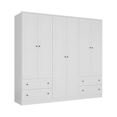 Guarda-Roupa Casal Fort 6 Portas 4 Gavetas 100% Mdf Branco - Manbel
