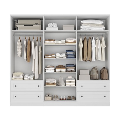 Guarda-Roupa Casal Fort 6 Portas 4 Gavetas 100% Mdf Branco - Manbel