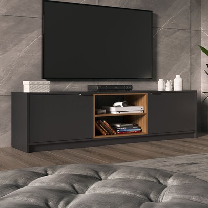 Rack para TV Até 60 Polegadas 2070 2 Portas Grafite/Montana - Quiditá Móveis