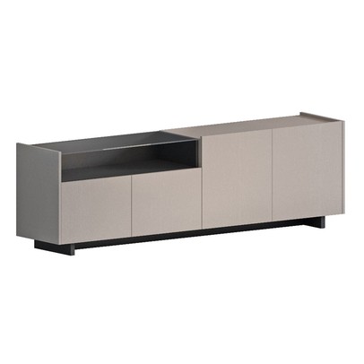 Rack para TV Até 55 Polegadas 2095 4 Portas com Vidro Fume Clássico/Grafite - Quiditá Móveis