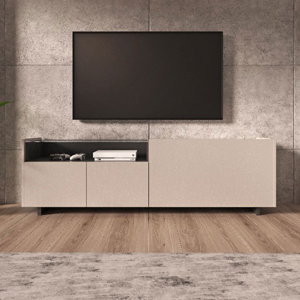 Rack para TV Até 55 Polegadas 2095 4 Portas com Vidro Fume Clássico/Grafite - Quiditá Móveis