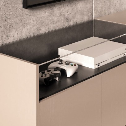 Rack para TV Até 55 Polegadas 2095 4 Portas com Vidro Fume Clássico/Grafite - Quiditá Móveis