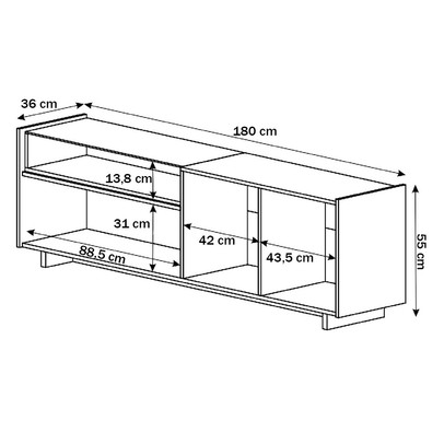 Rack para TV Até 55 Polegadas 2095 4 Portas com Vidro Fume Clássico/Montana - Quiditá Móveis