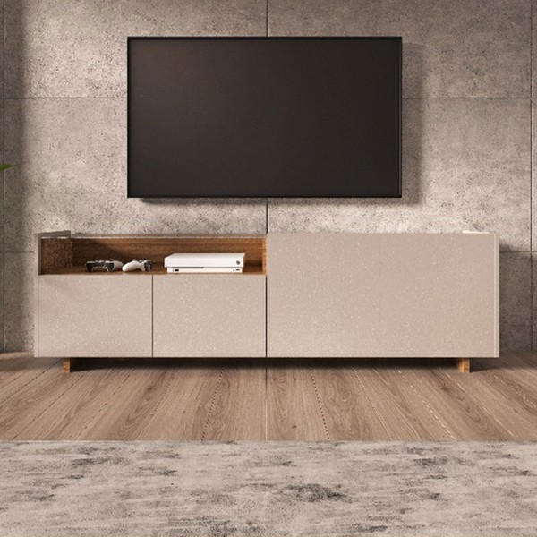 Rack para TV Até 55 Polegadas 2095 4 Portas com Vidro Fume Clássico/Montana - Quiditá Móveis