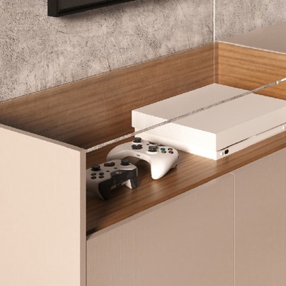 Rack para TV Até 55 Polegadas 2095 4 Portas com Vidro Fume Clássico/Montana - Quiditá Móveis