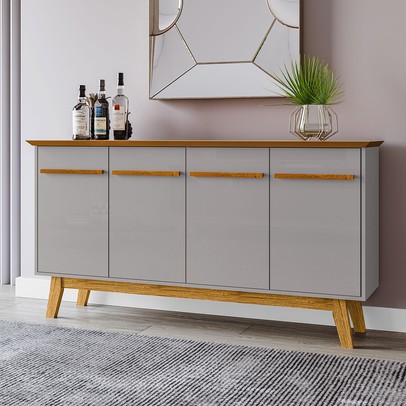 Aparador Buffet 4 Portas Régis Naturalle/Off White - Pnr Móveis