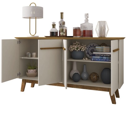 Aparador Buffet 4 Portas Régis Cinamomo/Off White - Pnr Móveis