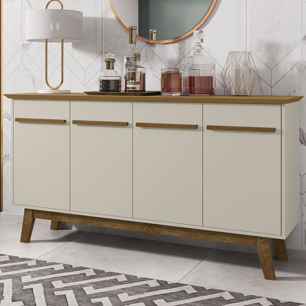 Aparador Buffet 4 Portas Régis Cinamomo/Off White - Pnr Móveis