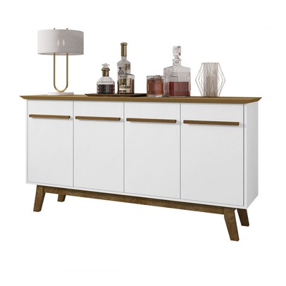 Aparador Buffet 4 Portas Régis Cinamomo/Branco - Pnr Móveis