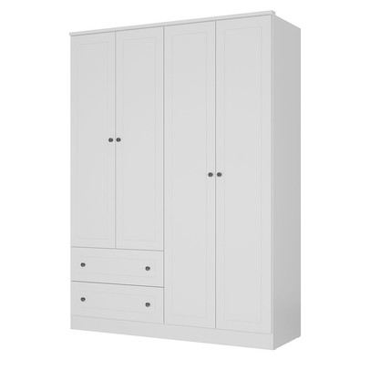 Guarda-Roupa Casal Fort 4 Portas 2 Gavetas 100% Mdf Branco - Manbel